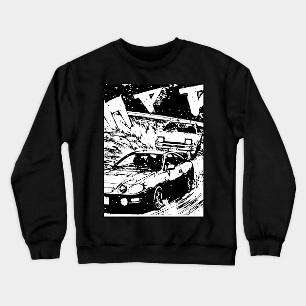 JDM Japanese Drift Racer Drifting Car Anime Manga Eurobeat Intensifies Aesthetic #5 Crewneck Sweatshirt by Neon Bang Bang